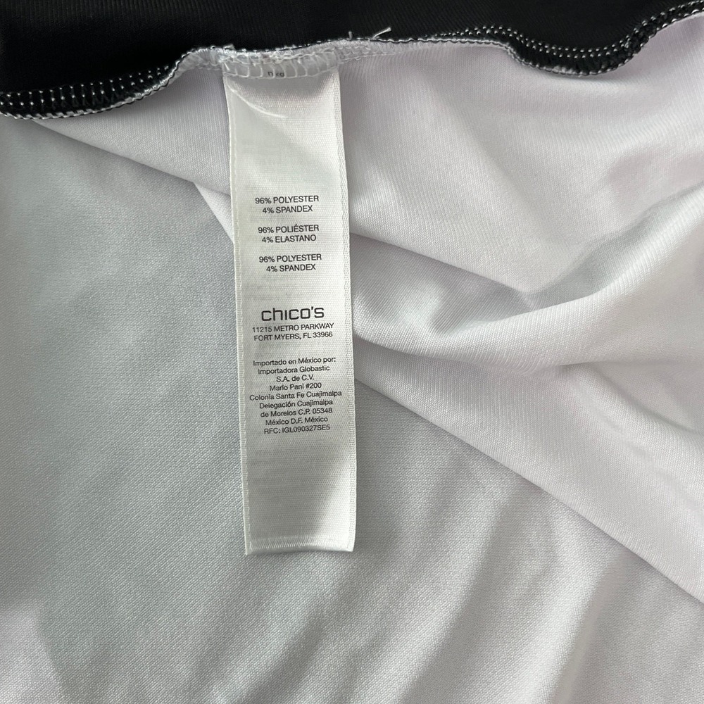 Chico's Top Womens Size 3 US XL White Black Colorblock Tunic Stretch Office Work - Picture 6 of 7
